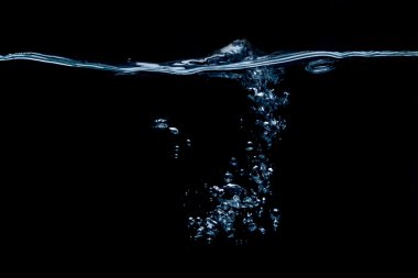 metin alanı ile karanlık arkaplanda su kabarcıkları