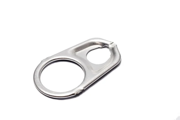 Metal Ring Pull Izolowane Białym Tle — Zdjęcie stockowe