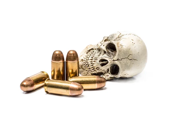 Death Skull Bullets White Background — Stock Photo, Image