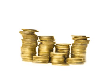 Beyaz arkaplanda altın sikkeler