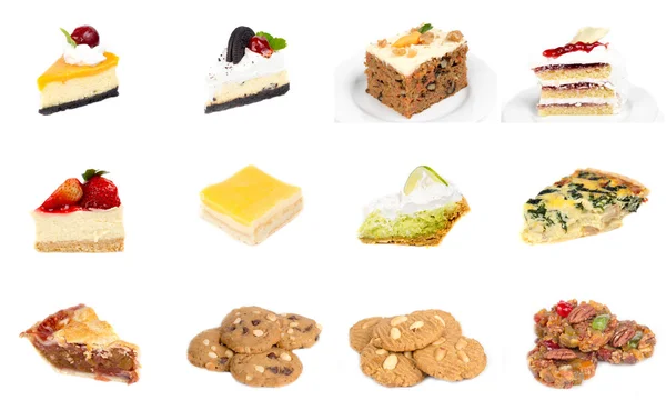 Collectie van heerlijk dessert geïsoleerd op witte achtergrond — Stockfoto