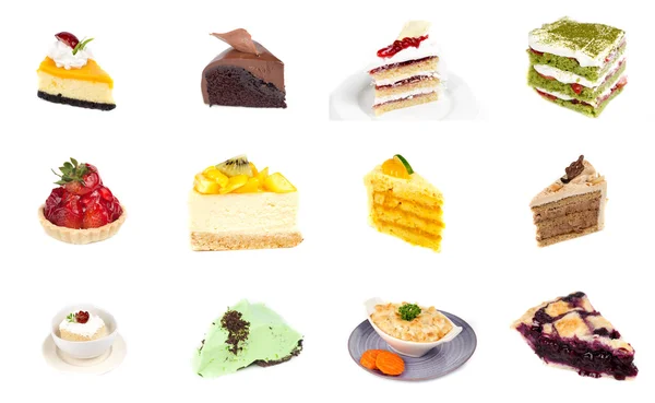 Collectie van heerlijk dessert geïsoleerd op witte achtergrond — Stockfoto