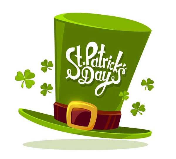 Ημέρα του Αγίου Patrick χαιρετισμό με πράσινο καπέλο — Διανυσματικό Αρχείο