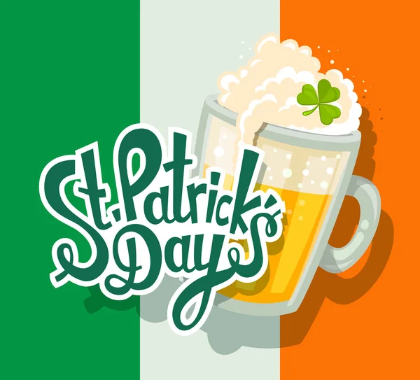 St Patrick's Day hälsning med stor mugg — Stock vektor