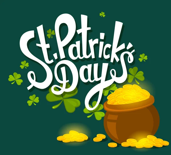 St. Patrick's Day groeten met pot — Stockvector