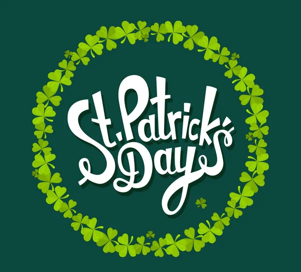 St Patrick's Day hälsning med trifoliat klöver — Stock vektor