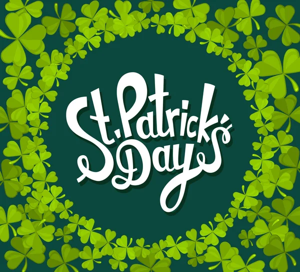 St. Patrick's Day groeten met trifoliat klaverblaadjes — Stockvector