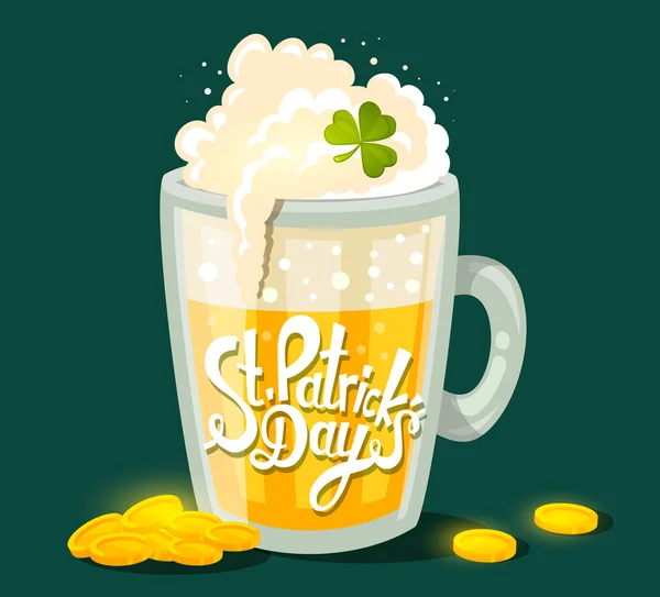 Patrick's Day greeting with  mug — Stockvector