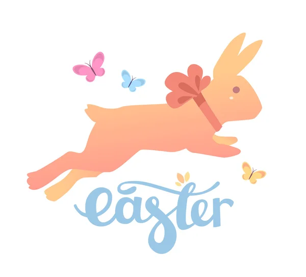 快乐复活节问候与兔子 — 图库矢量图片