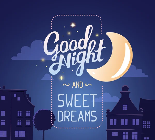 Иллюстрация пожеланий спокойной ночи и сладких снов — стоковый вектор