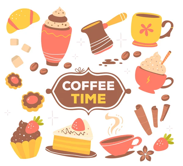 Set of coffee theme objects — Stock Vector