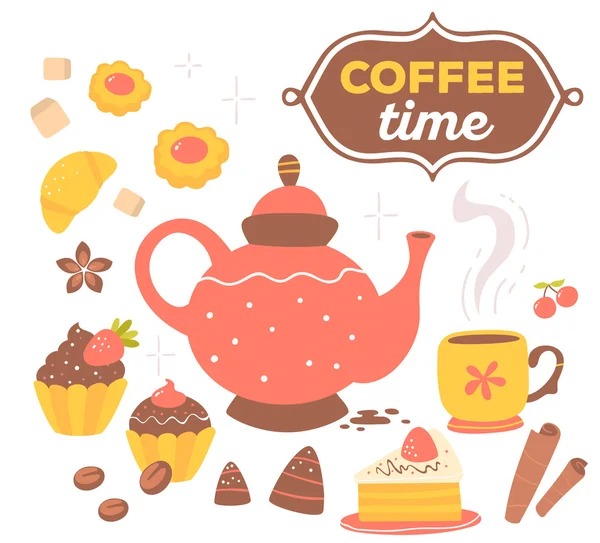 Set of coffee theme objects — Stock Vector