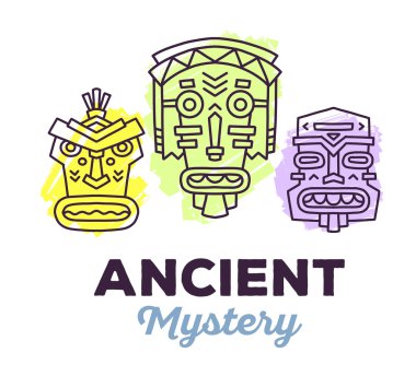 Etnik kabile maskeleri kümesi