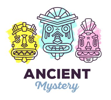 Etnik kabile maskeleri kümesi