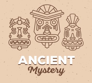 etnik kabile renkli maskeler seti 