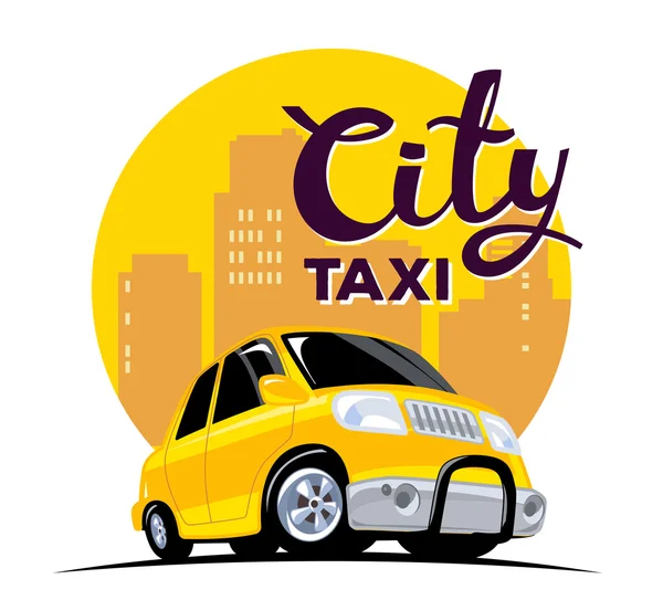 Taxi amarillo en la gran ciudad — Archivo Imágenes Vectoriales