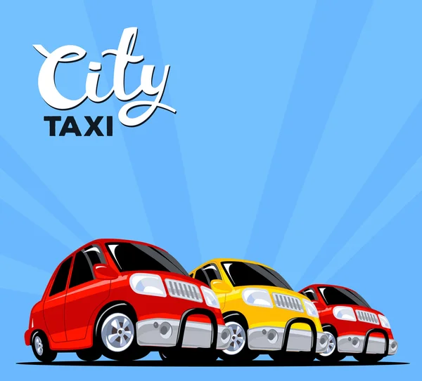 Set of colorful taxi cars — Stock Vector