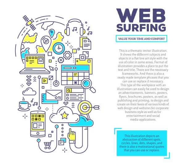 Koncepcja web surfing — Wektor stockowy