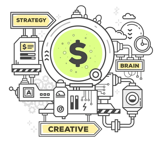 Mecanismo profesional creativo para ganar dinero — Vector de stock