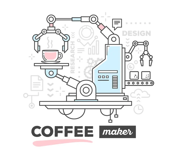 Mecanismo profesional creativo para hacer café — Vector de stock