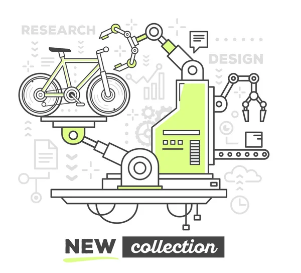 Professional mechanism to produce new bicycle — Stock Vector