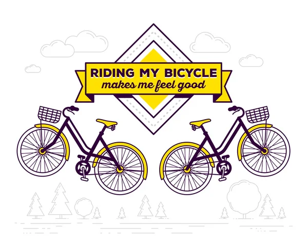 Bicicletas retro con cestas — Vector de stock