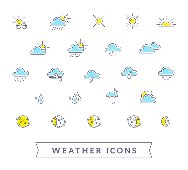 Weather theme icons set — Stock Vector