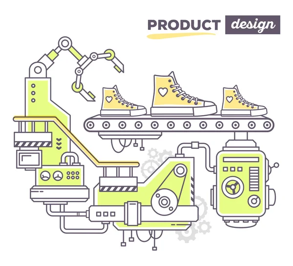Mechanismus zur Herstellung von Sportschuhen — Stockvektor