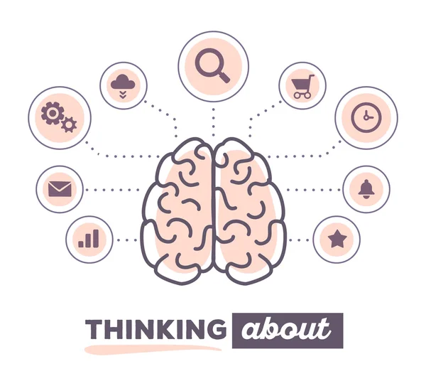 Infographie créative du cerveau avec icônes — Image vectorielle