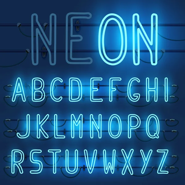 Neon Buchstaben des englischen Alphabets — Stockvektor