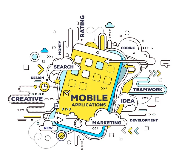 Mobile Anwendung mit Telefon — Stockvektor