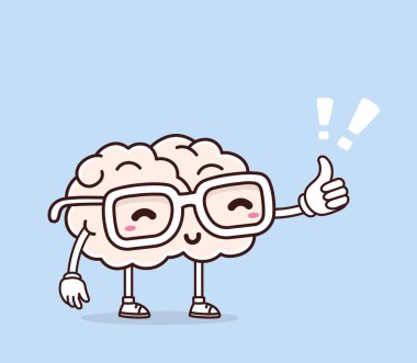 Karikatür beyin kavramı. Doodle stili. 