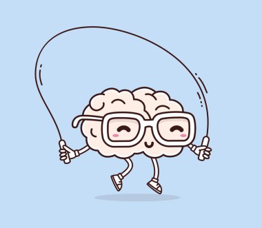 Karikatür beyin kavramı. Doodle stili. 