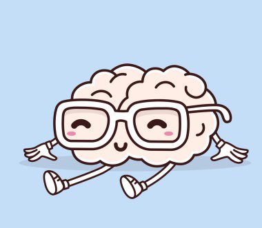 Karikatür beyin kavramı. Doodle stili. 