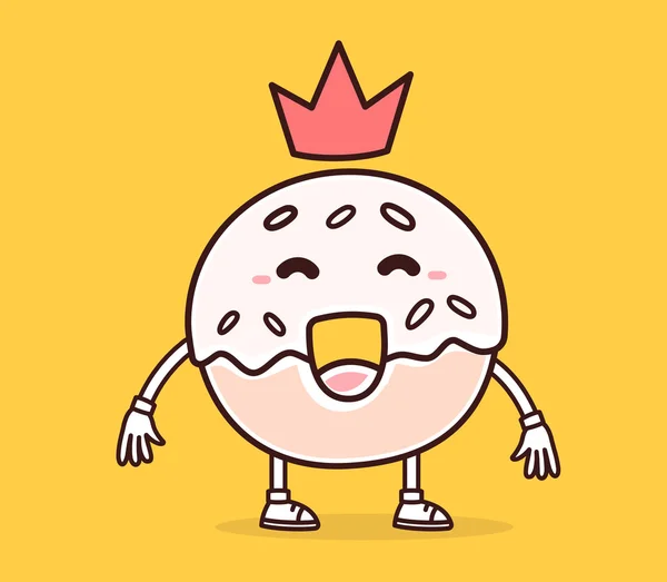 Conceito de donut de desenhos animados. Estilo doodle . — Vetor de Stock