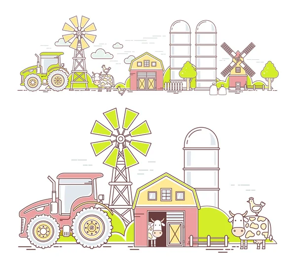 Агробизнес. Сельское хозяйство и сельское хозяйство — стоковый вектор