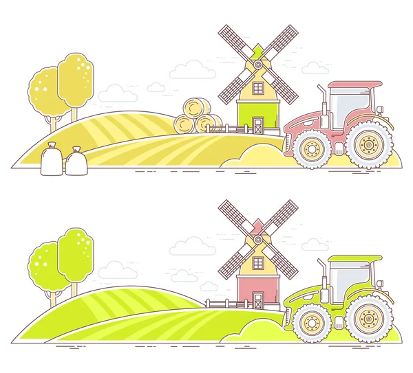 农业。农业与农业主题 — 图库矢量图片