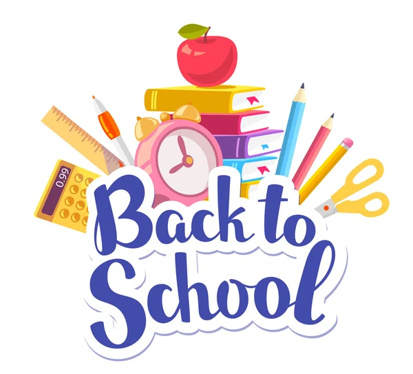 Yazıt ile okula geri vektör renkli çizim 