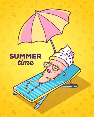 Vektör renkli resimde karakter dondurma gözlüklü