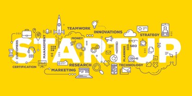 İş başlangıç kelime yazı vektör yaratıcı çizim 