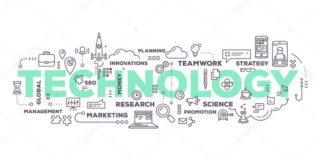 Vector creative illustration of technology word lettering typogr Stock  Vector Image by ©wowomnom #120215332