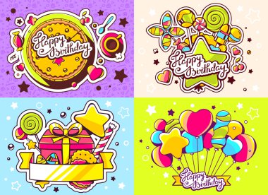 Balon doğum günü illüstrasyon Vektör yaratıcı renkli seti