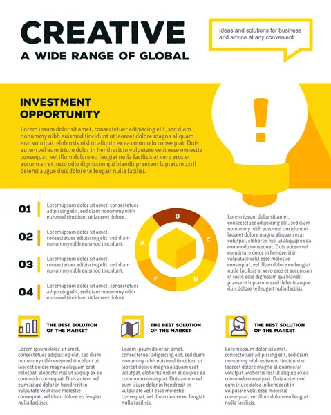 Vektor vállalati sablon infographic, izzó, — Stock Vector