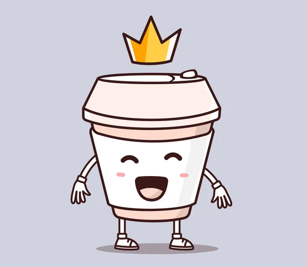 Ilustração vetorial de cor sorriso takeaway xícara de café com grito — Vetor de Stock