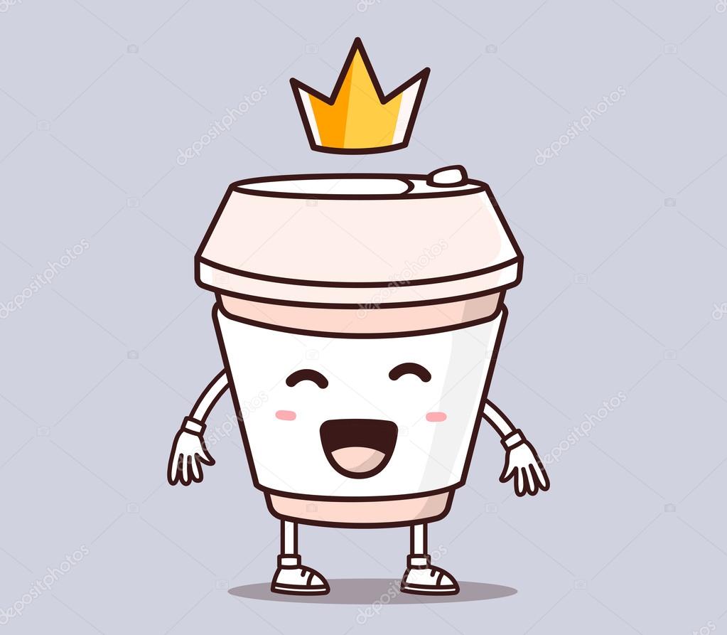 Vector illustration of color smile takeaway coffee cup with yell
