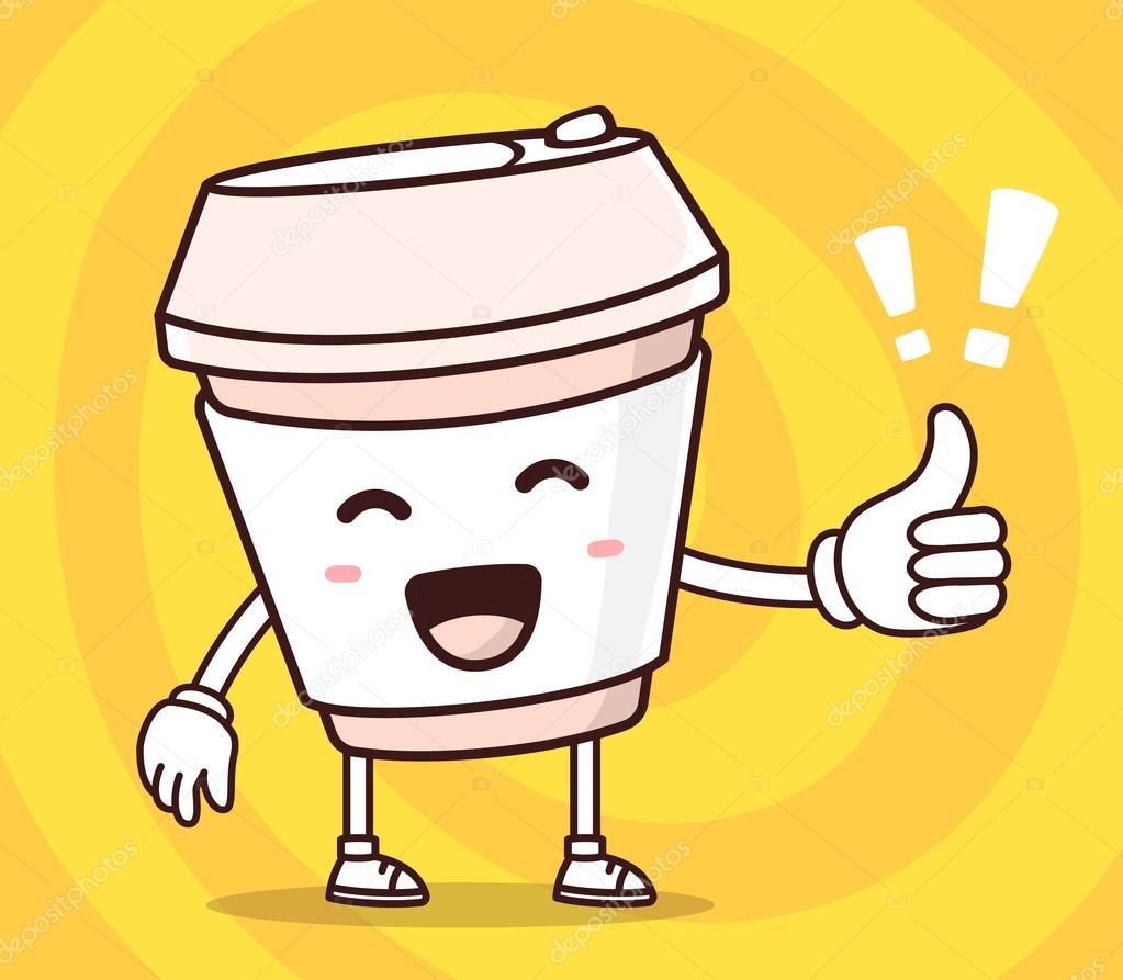 Vector illustration of color smile take away coffee cup with thu