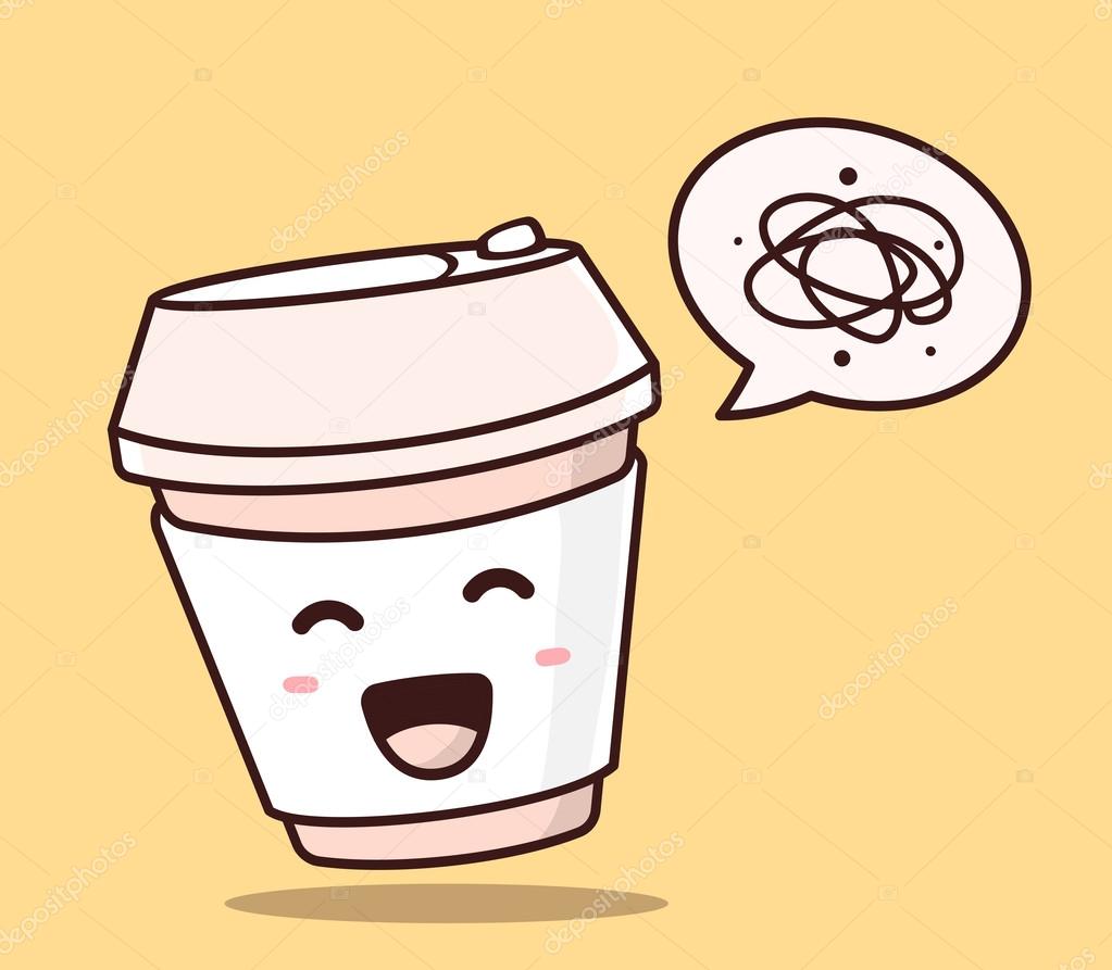Vector illustration of color smile takeaway coffee cup with bubb