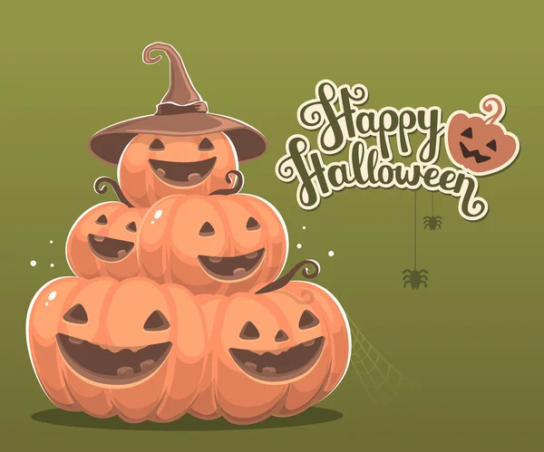 Vector halloween ilustración de pila de calabaza naranja decorativa — Vector de stock