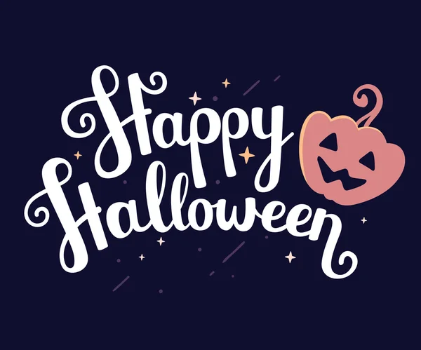 Vector halloween illustration with  text happy halloween and ora — Stock Vector