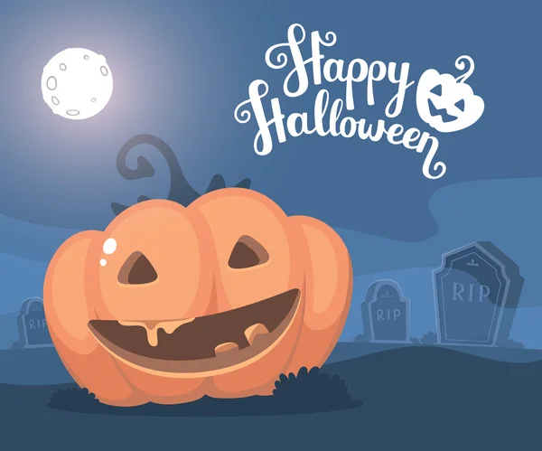 Vetor halloween ilustração de abóbora laranja decorativa com —  Vetores de Stock